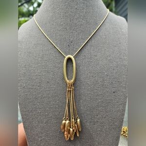 Kohl's Gold Tassel Necklace with Oval Connector
